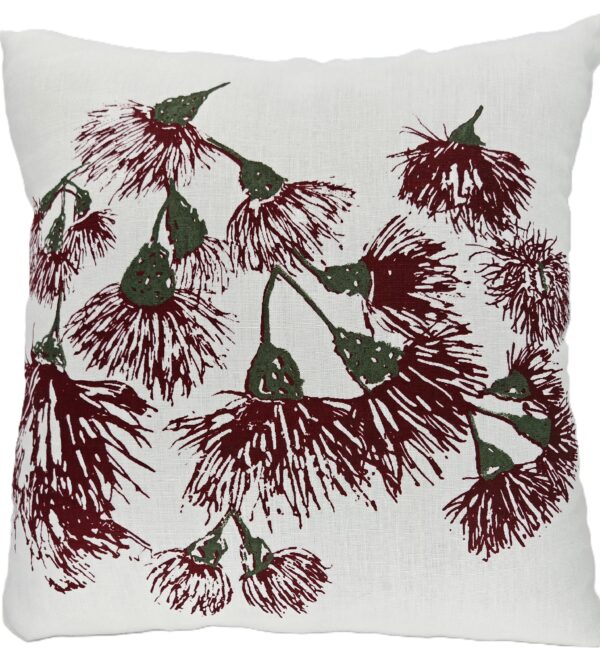 Red W White Linen Cushion Cover