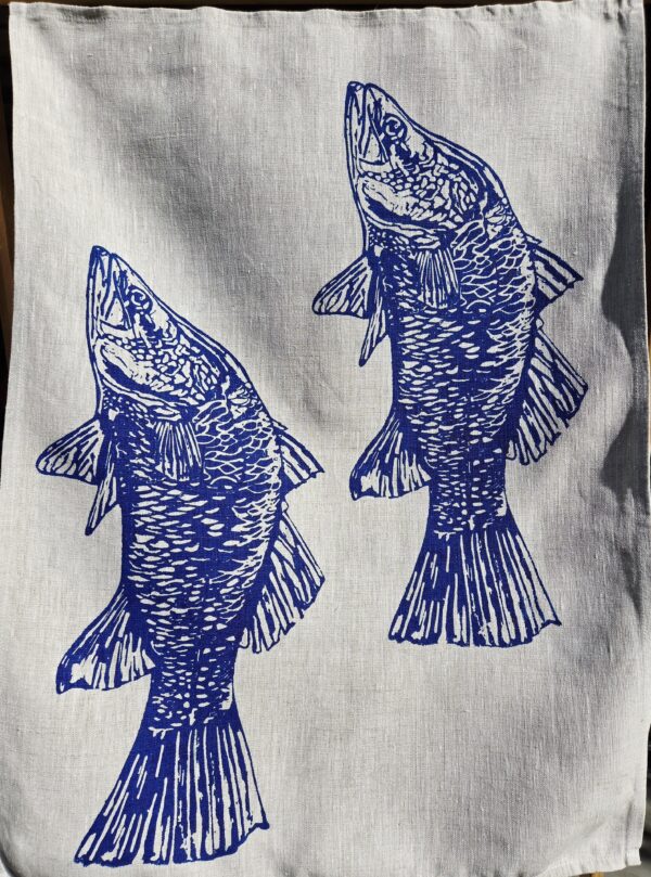Australian Barramundi Oatmeal Linen Tea Towel