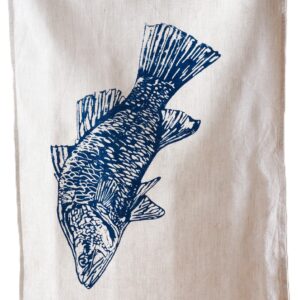 Hand Screen Printed Linen Tea Towel -Australian Barramundi