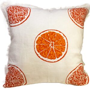 Hand Screen Printed Linen Cushion Covers - Oranges & Oranges