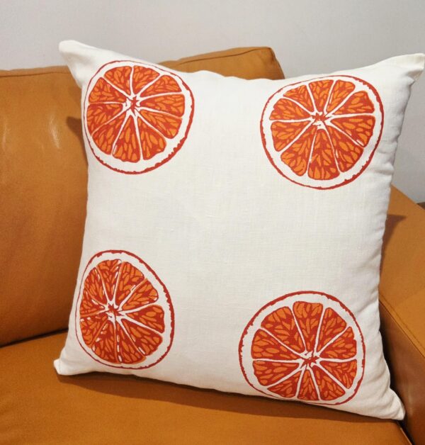 Oranges & Oranges White Linen Cushion Cover