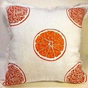 Oranges & Oranges White French Linen Frayed edge Cushion Cover