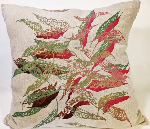 Fallen Leaves (Pink Autumn) Flax Linen Cushion Cover
