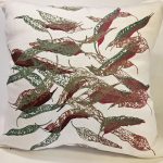 Fallen Leaves (Pink Autumn) White Linen Cushion Cover